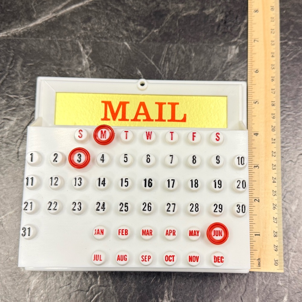 Vintage Letter Holder with Ring-A-Date Calendar - Picture 9 of 13